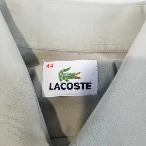 Lacoste Shirt Mens 44 Large Sage Green Button Down Long Sleeve Cotton Logo - Picture 4 of 9